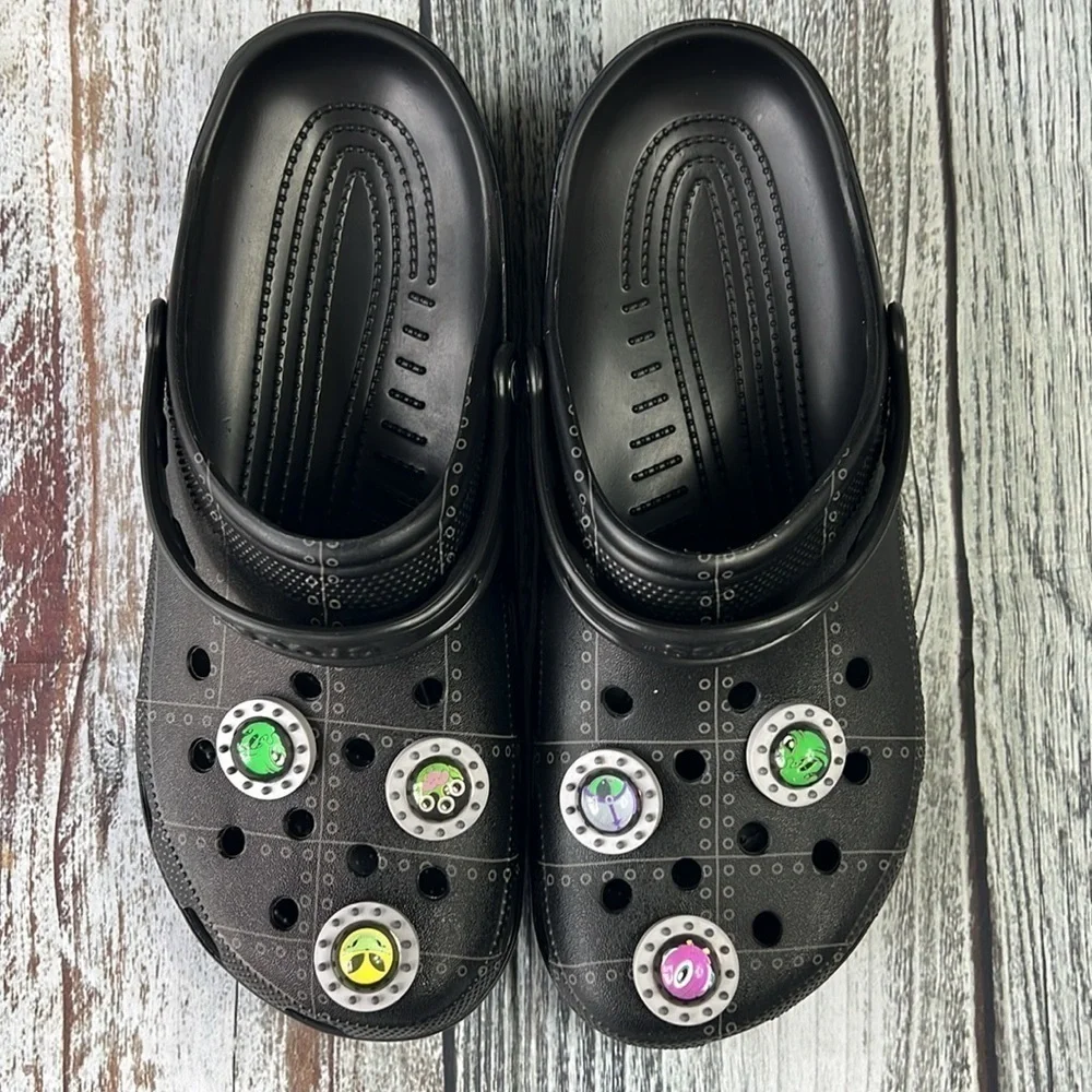 Crocs x Ron English Area 54 Boys: Black Slip On Clog Sandals Mens Size 12